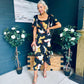Heidi Print Ruched Midi Dress Abstract Black