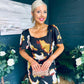 Heidi Print Ruched Midi Dress Abstract Black