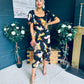 Heidi Print Ruched Midi Dress Abstract Black