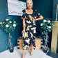Heidi Print Ruched Midi Dress Abstract Black