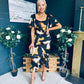 Heidi Print Ruched Midi Dress Abstract Black