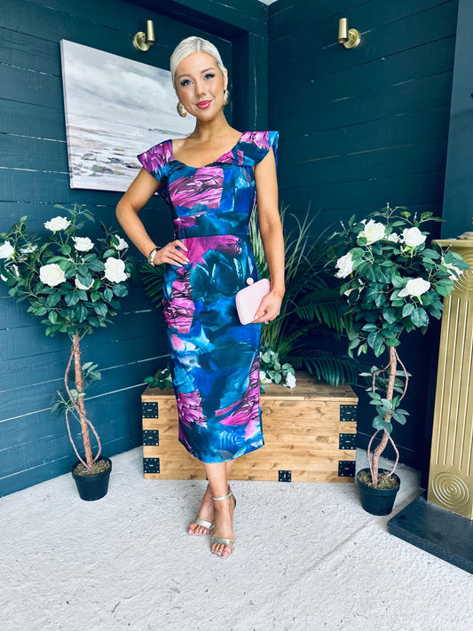 Jasmin Detailed Midi Dress Navy