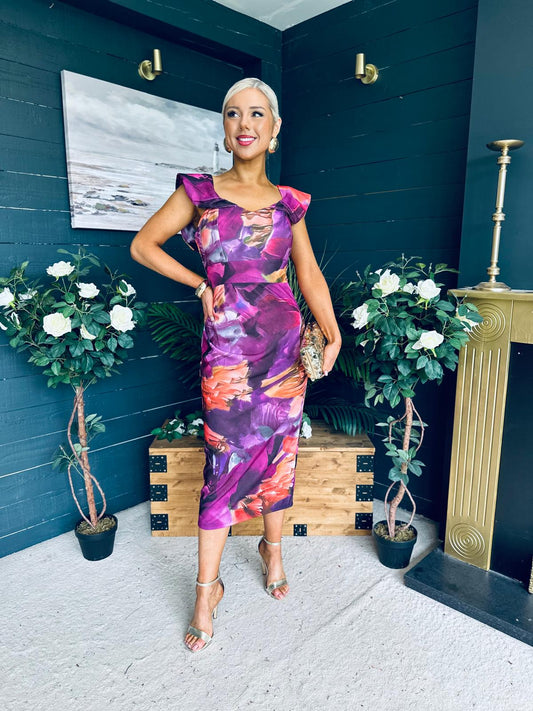 Jasmin Detailed Midi Dress Violet