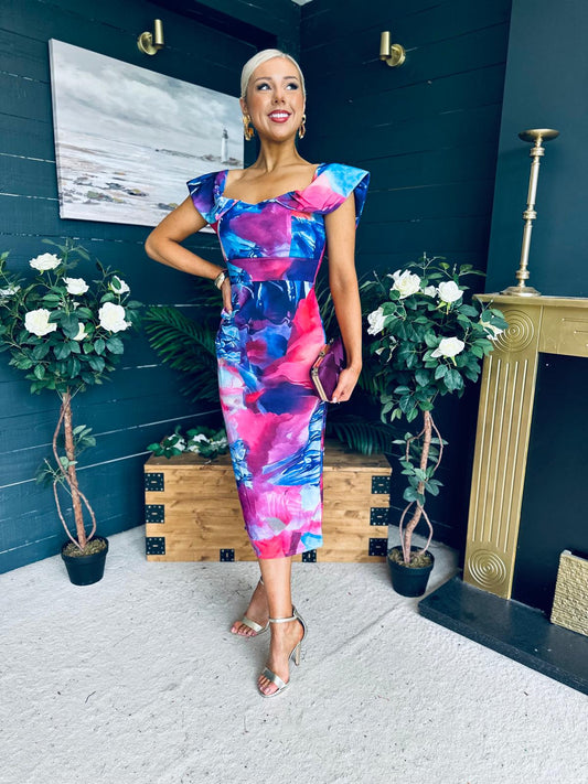 Jasmin Detailed Midi Dress Pink
