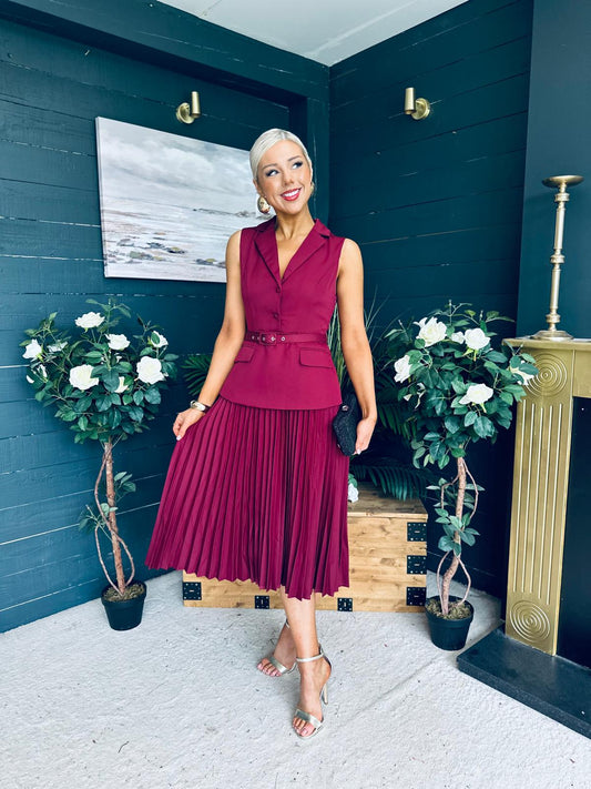 Agatha Detailed Midi Dress Berry