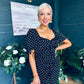 Dove Ruched Detail Midi Dress Polka Black