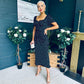 Dove Ruched Detail Midi Dress Polka Black