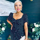 Dove Ruched Detail Midi Dress Polka Black