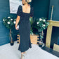 Dove Ruched Detail Midi Dress Polka Black