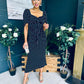 Dove Ruched Detail Midi Dress Polka Black