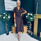 Farren Frill Detail Maxi Dress Brown/Mulberry Foil