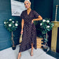 Farren Frill Detail Maxi Dress Brown/Mulberry Foil
