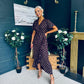 Farren Frill Detail Maxi Dress Brown/Mulberry Foil