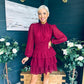 Silvia Banded Mini Dress Burgundy