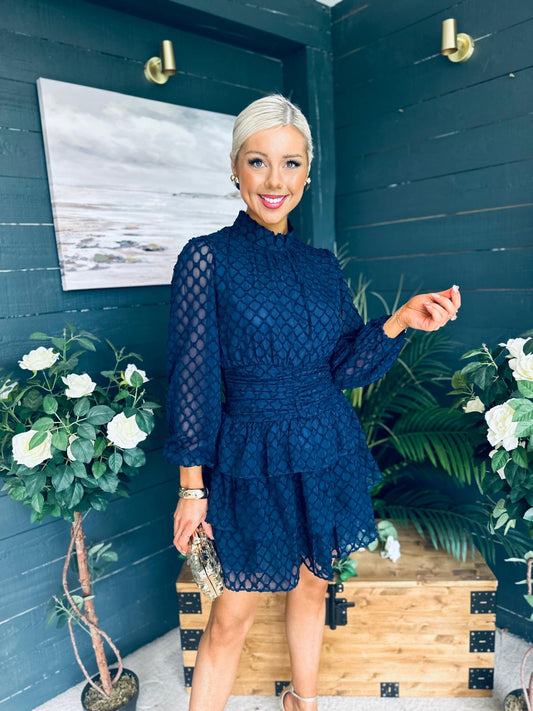 Silvia Banded Mini Dress Navy