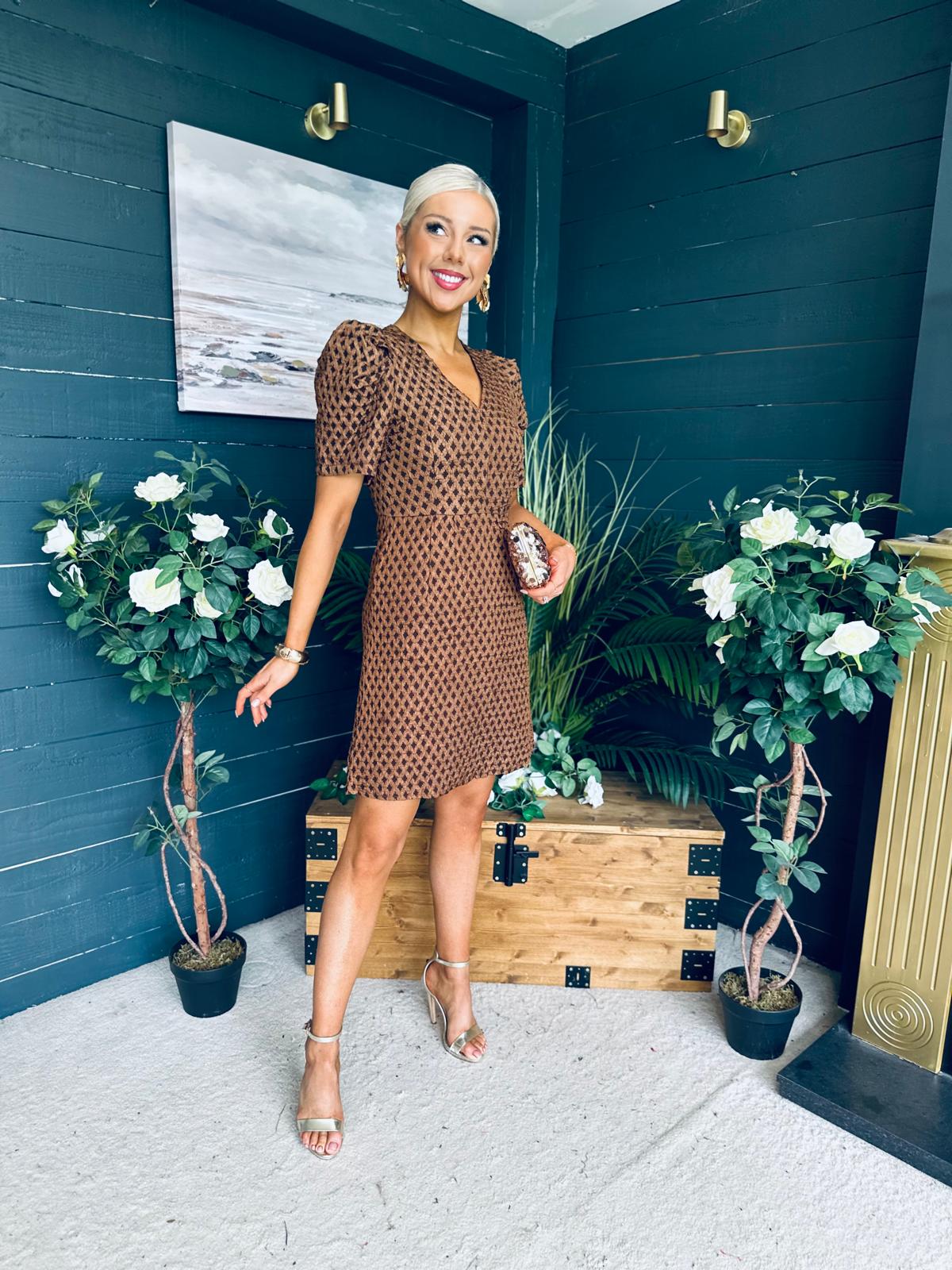 Liah Puff Sleeve Mini Dress Coco