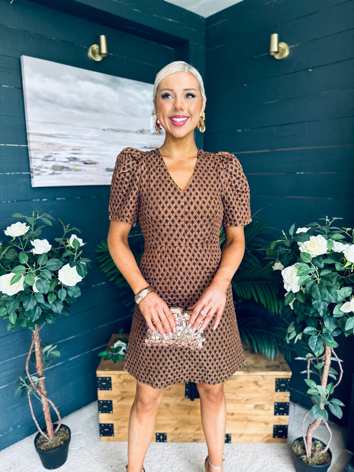 Liah Puff Sleeve Mini Dress Coco