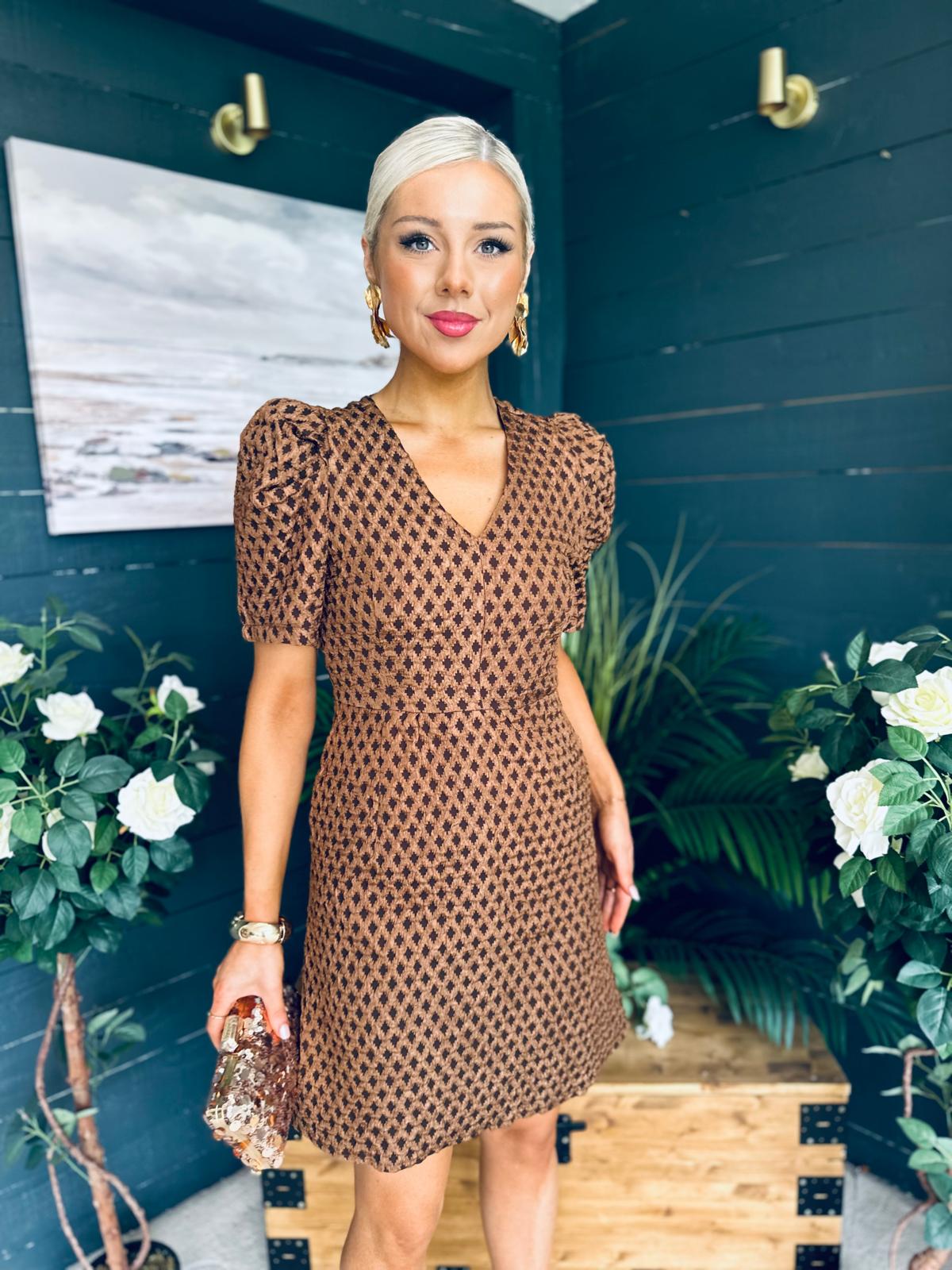Liah Puff Sleeve Mini Dress Coco