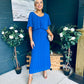 Muireann Cape Detail Midi Dress Cobalt