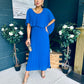 Muireann Cape Detail Midi Dress Cobalt