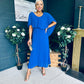 Muireann Cape Detail Midi Dress Cobalt