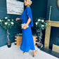 Muireann Cape Detail Midi Dress Cobalt