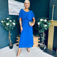 Muireann Cape Detail Midi Dress Cobalt