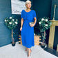 Muireann Cape Detail Midi Dress Cobalt