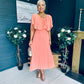 Muireann Cape Detail Midi Dress Peach