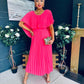 Muireann Cape Detail Midi Dress Neon Pink
