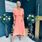 Muireann Cape Detail Midi Dress Peach