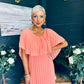 Muireann Cape Detail Midi Dress Peach