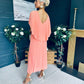 Muireann Cape Detail Midi Dress Peach