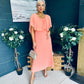 Muireann Cape Detail Midi Dress Peach
