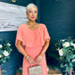 Muireann Cape Detail Midi Dress Peach