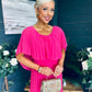 Muireann Cape Detail Midi Dress Fuchsia