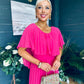 Muireann Cape Detail Midi Dress Fuchsia