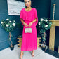 Muireann Cape Detail Midi Dress Fuchsia
