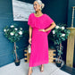 Muireann Cape Detail Midi Dress Fuchsia