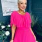 Muireann Cape Detail Midi Dress Fuchsia