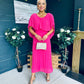 Muireann Cape Detail Midi Dress Fuchsia