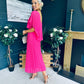Muireann Cape Detail Midi Dress Fuchsia