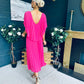 Muireann Cape Detail Midi Dress Fuchsia