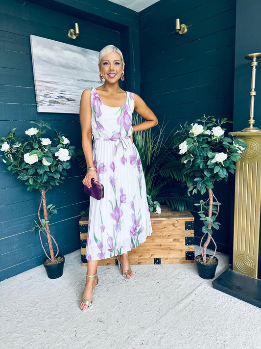 Bronagh Detailed Midi Dress Floral Cream