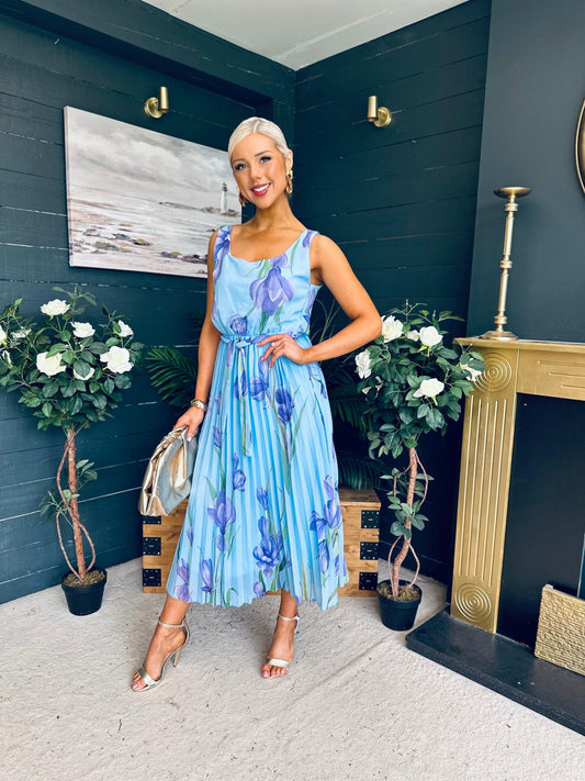 Bronagh Detailed Midi Dress Floral Blue