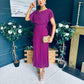 Muireann Cape Detail Midi Dress Berry