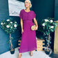 Muireann Cape Detail Midi Dress Berry