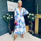 Brianna Banded Midi Dress Floral Blue