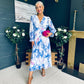 Brianna Banded Midi Dress Floral Blue