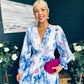 Brianna Banded Midi Dress Floral Blue